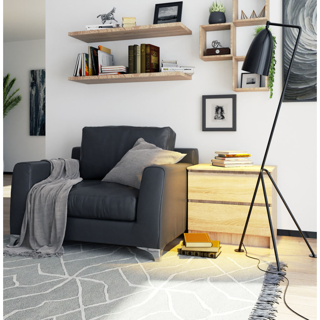 Comoda cu 2 sertare din PAL laminat 16 mm, 60x40x55 cm, stejar sonoma — imaginea 5