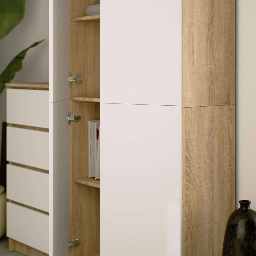 Dulap cu 8 etajere, PAL laminat 16 mm, 80x35x180 cm, stejar sonoma si alb — imaginea 2