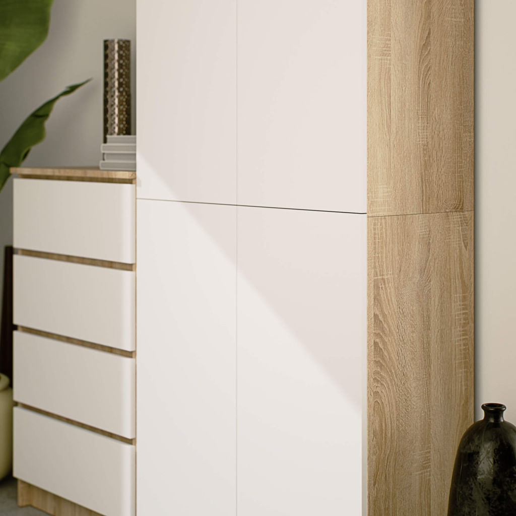 Dulap cu 8 etajere, PAL laminat 16 mm, 80x35x180 cm, stejar sonoma si alb — imaginea 5