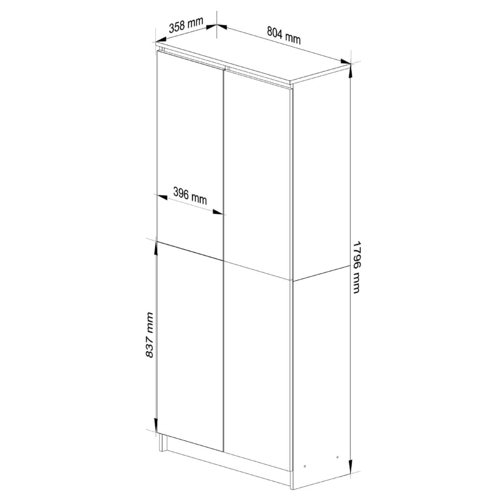Dulap cu 8 etajere, PAL laminat 16 mm, 80x35x180 cm, stejar sonoma si alb — imaginea 7