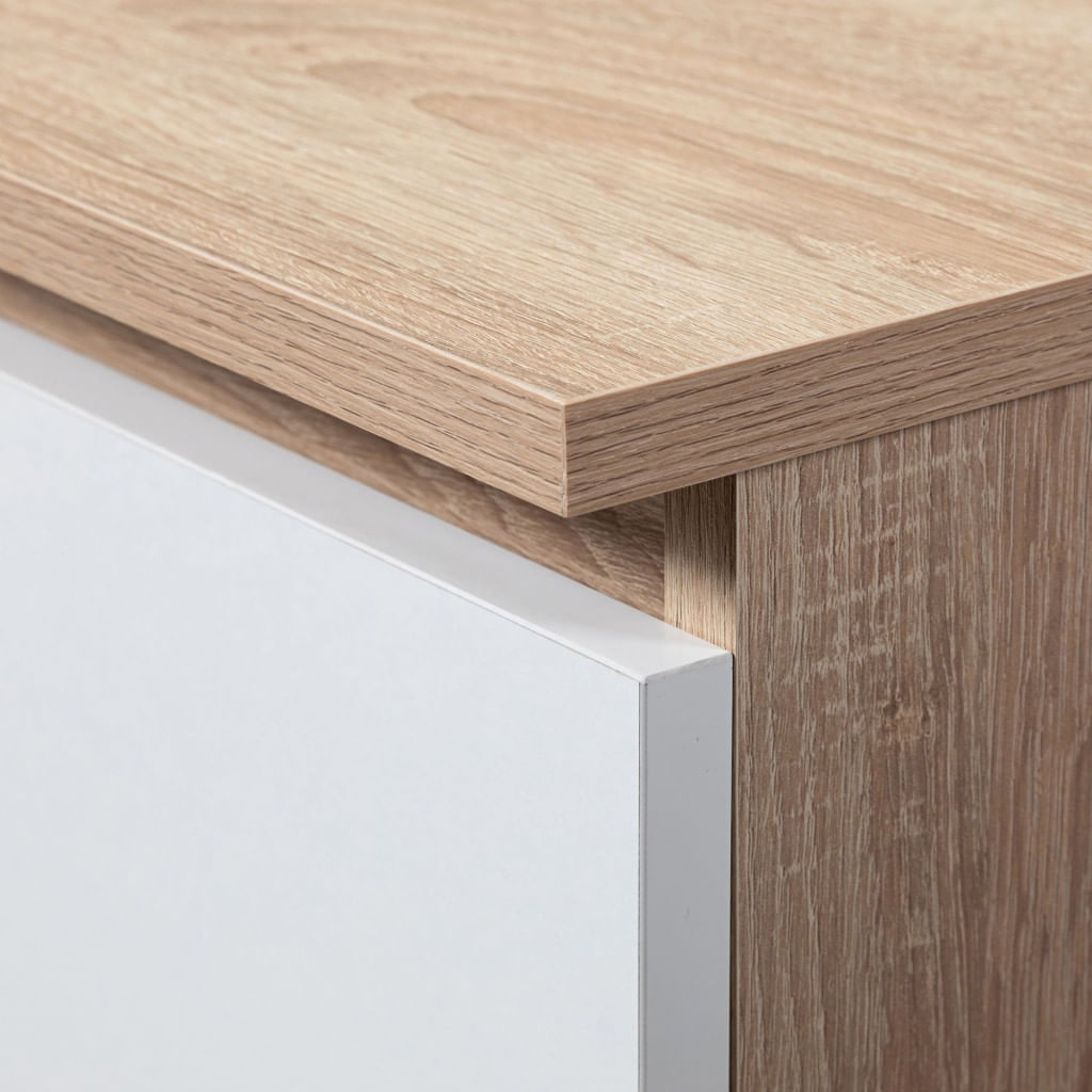 Dulap inchis cu 2 usi si sertar, 4 rafturi, PAL laminat 16 mm, 60x35x180 cm, stejar sonoma si alb — imaginea 2