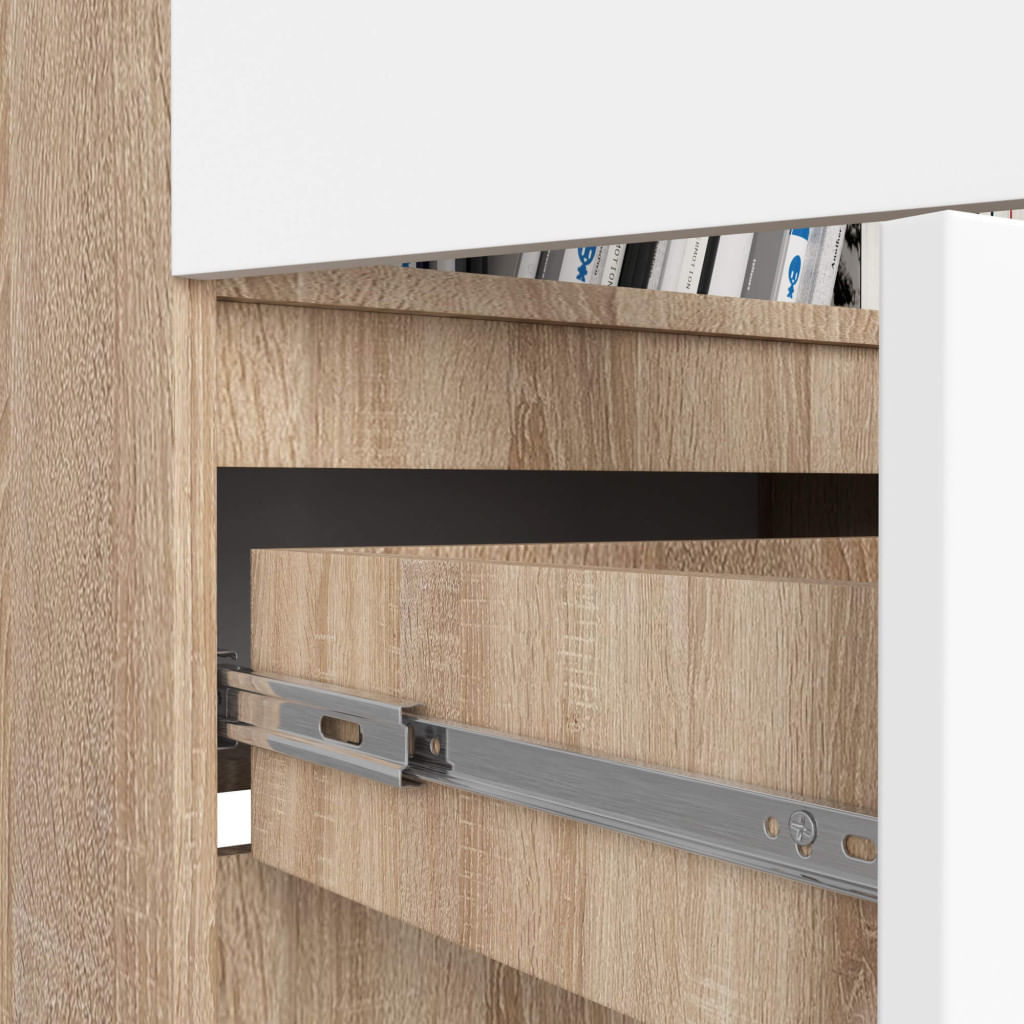 Dulap inchis cu 2 usi si sertar, 4 rafturi, PAL laminat 16 mm, 60x35x180 cm, stejar sonoma si alb — imaginea 4