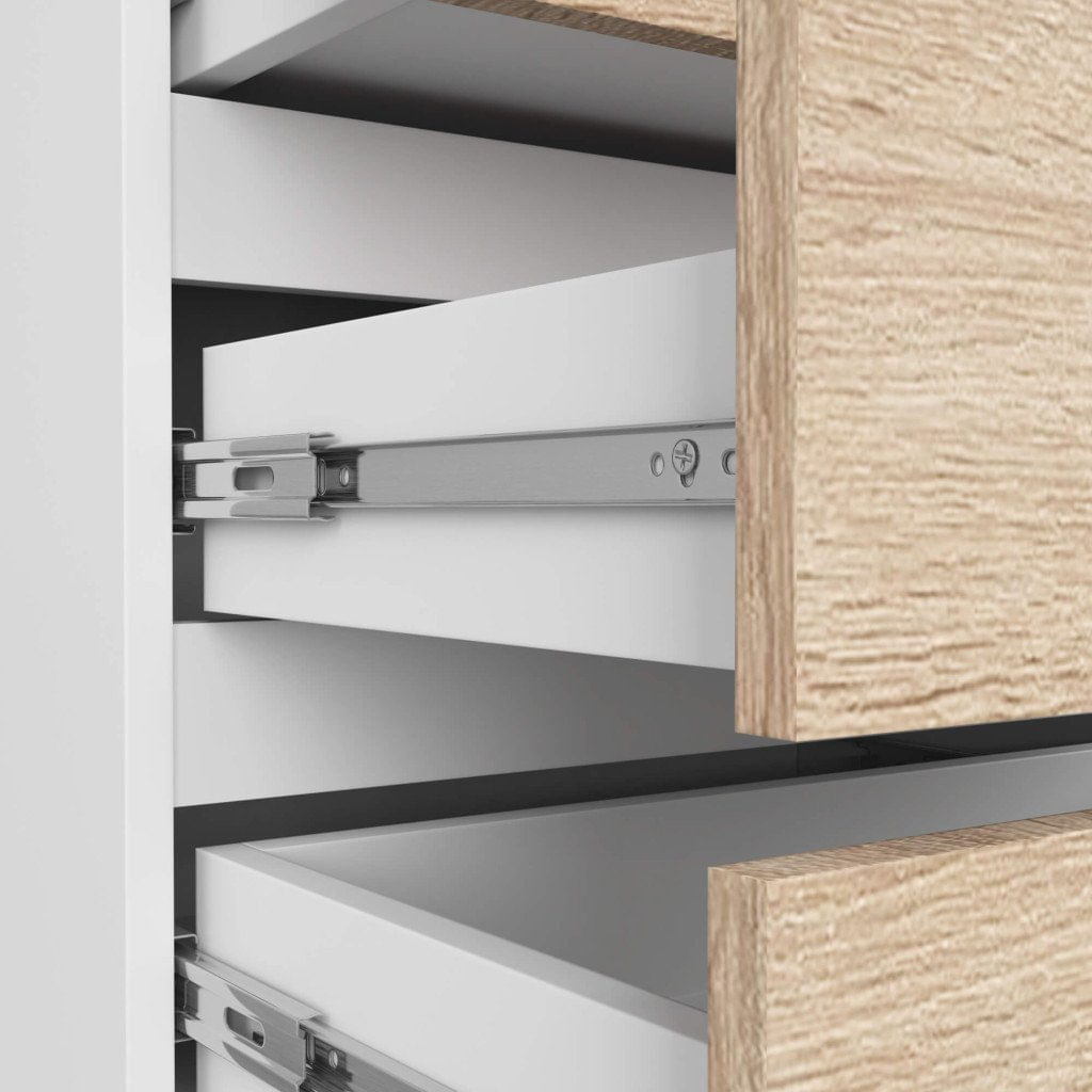 Comoda cu 3 sertare, PAL laminat 16 mm, 60x35x57 cm, alb si stejar sonoma — imaginea 5