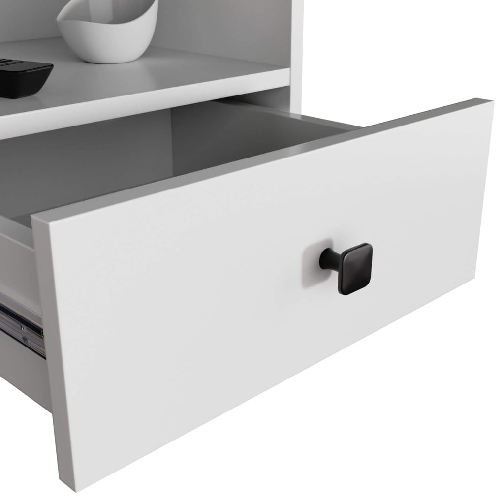 Comoda MOBI K01 cu sertar si raft deschis, PAL laminat 16 mm, 40x37x43 cm, alb si negru — imaginea 3