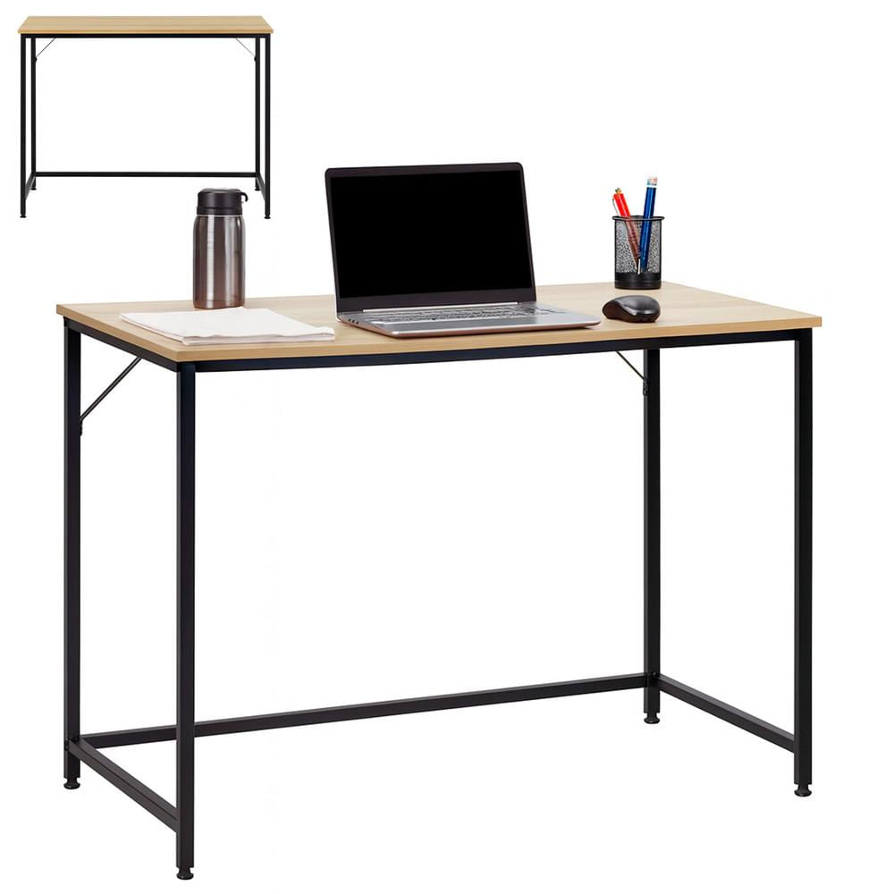 Birou cu blat MDF si cadru metalic, 100x50x76 cm, maro deschis — imaginea 2