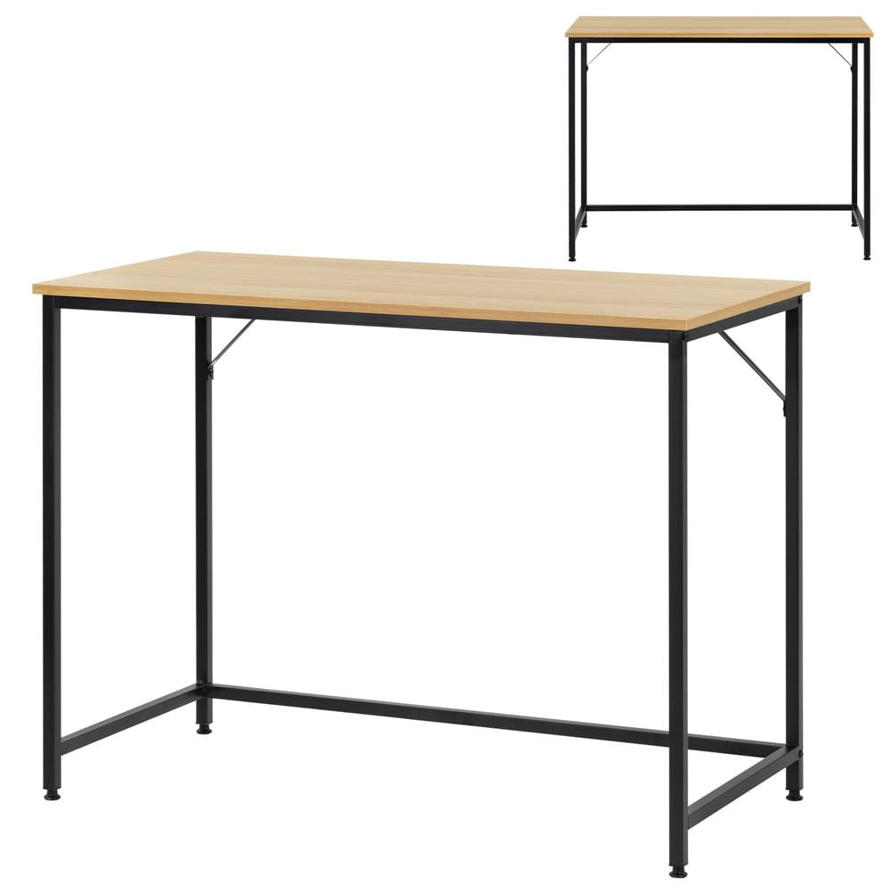 Birou cu blat MDF si cadru metalic, 100x50x76 cm, maro deschis — imaginea 4