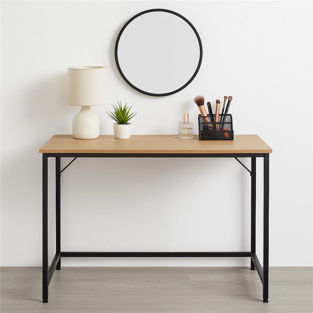 Birou cu blat MDF si cadru metalic, 100x50x76 cm, maro deschis — imaginea 5