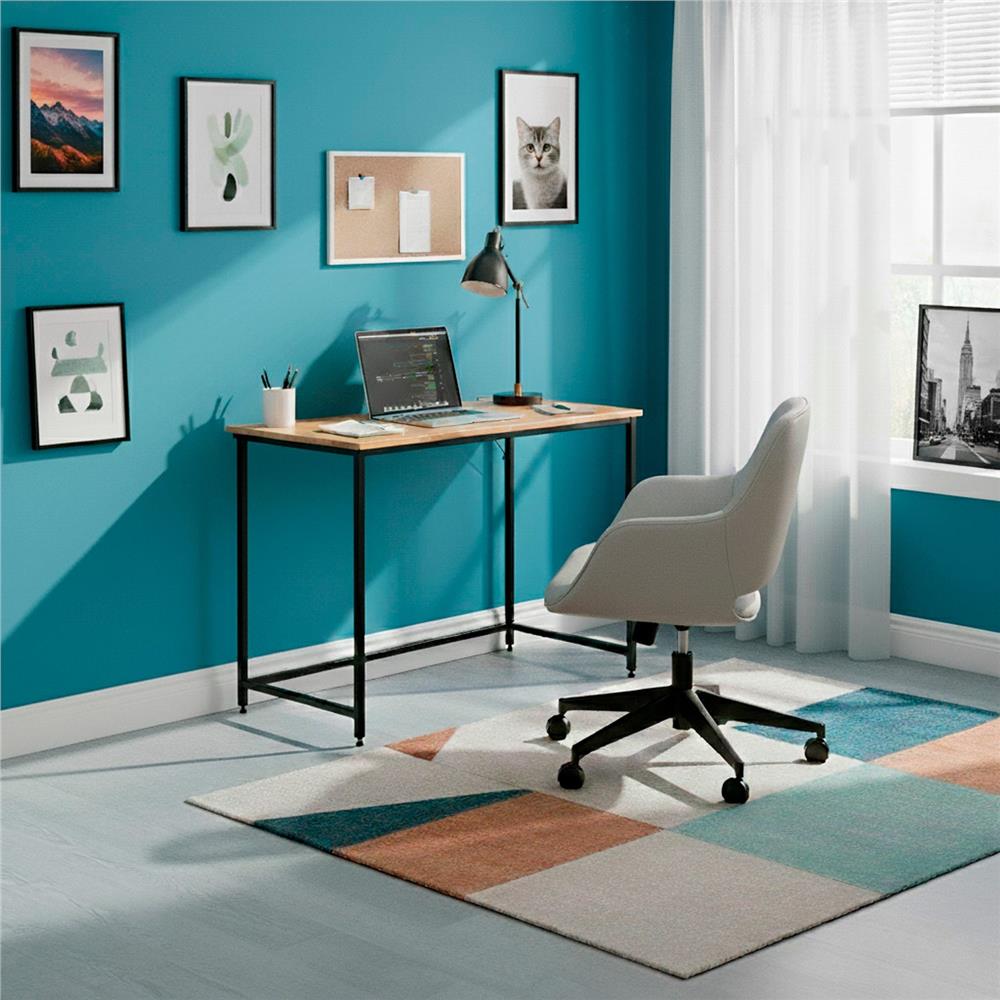 Birou cu blat MDF si cadru metalic, 100x50x76 cm, maro deschis — imaginea 6