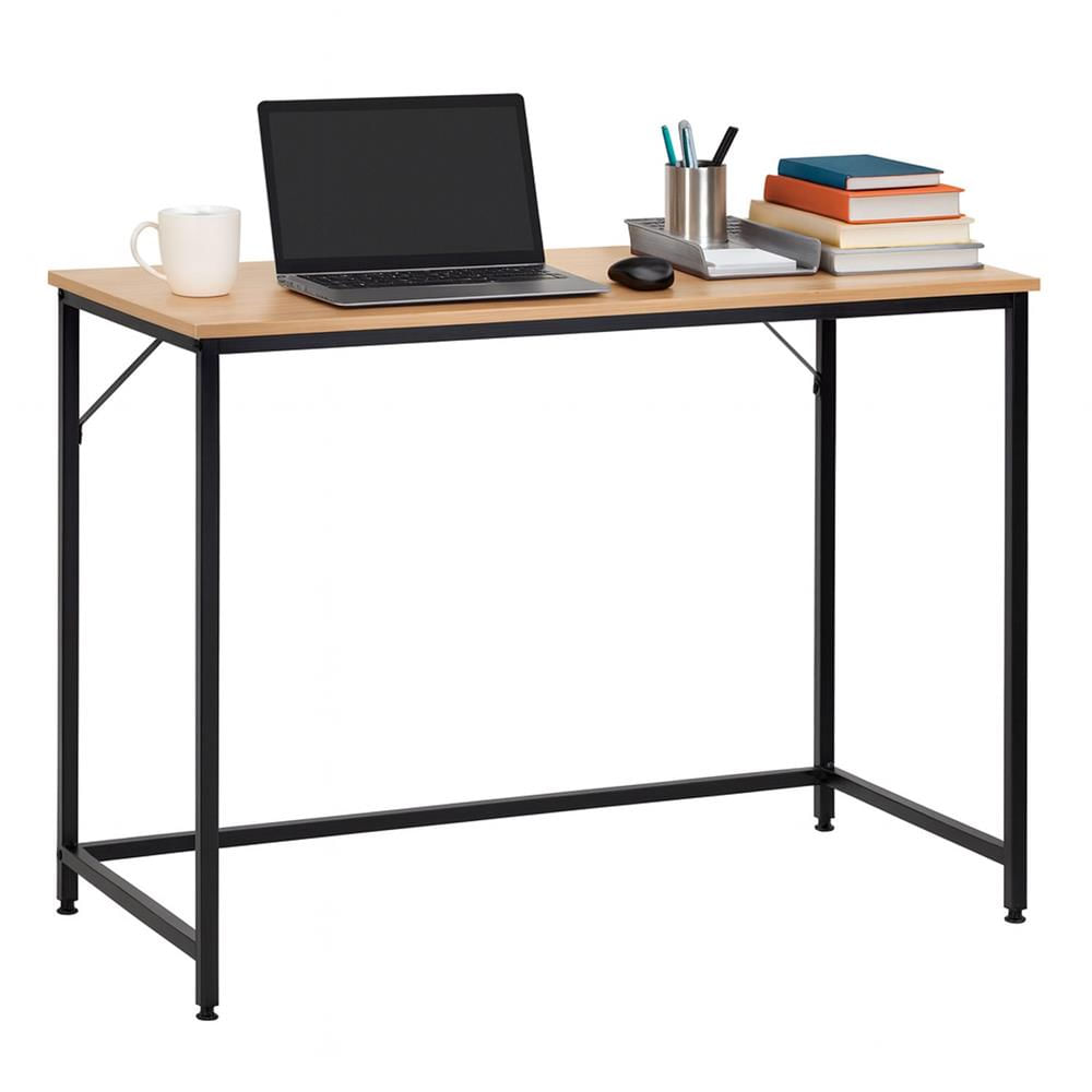 Birou cu blat MDF si cadru metalic, 100x50x76 cm, maro deschis — imaginea 7