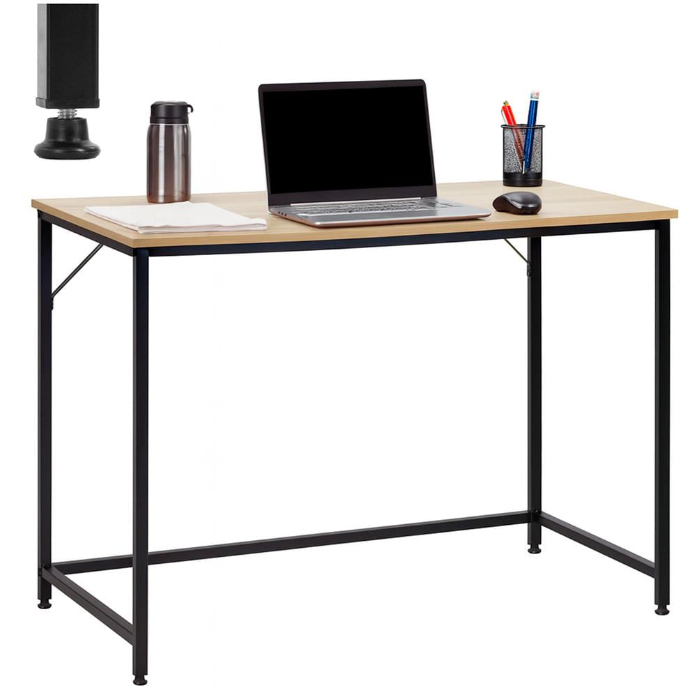 Birou cu blat MDF si cadru metalic, 100x50x76 cm, maro deschis — imaginea 9