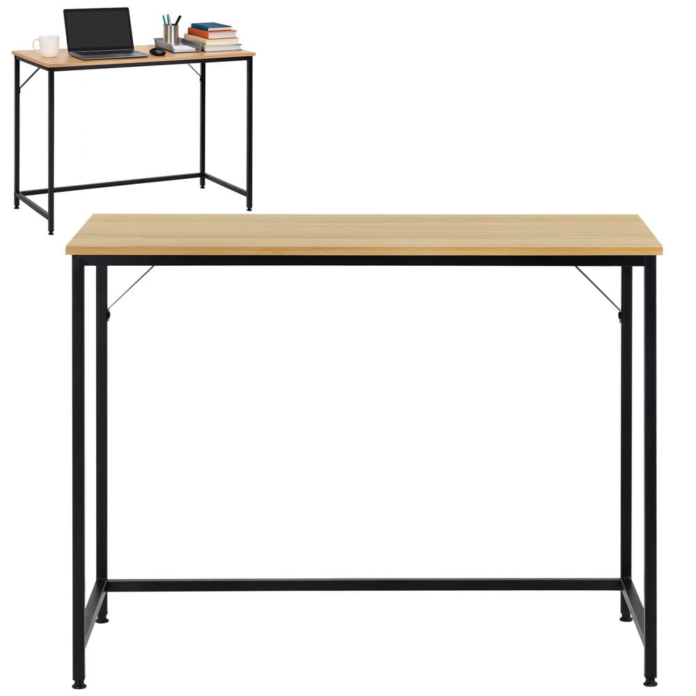 Birou cu blat MDF si cadru metalic, 100x50x76 cm, maro deschis — imaginea 11