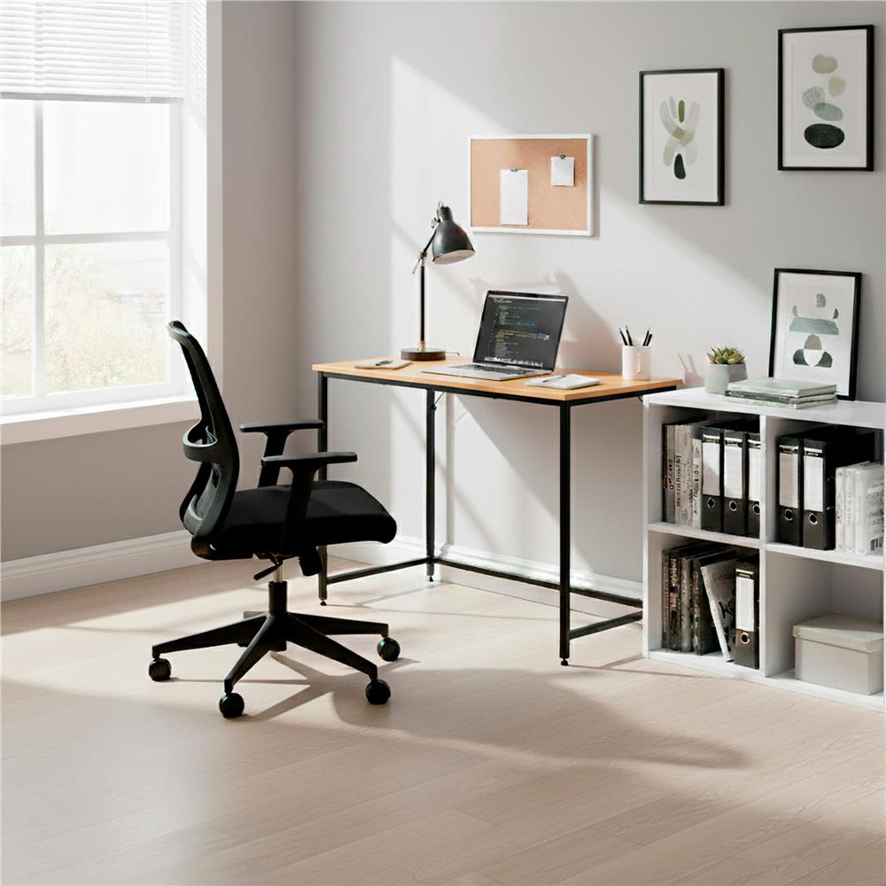 Birou cu blat MDF si cadru metalic, 100x50x76 cm, maro deschis — imaginea 18