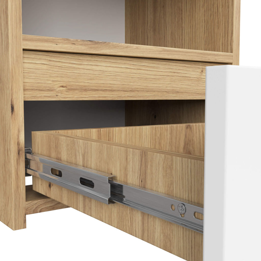 Noptiera cu 1 sertar, PAL laminat 16mm, 40x35x40 cm, stejar artisan si alb — imaginea 4