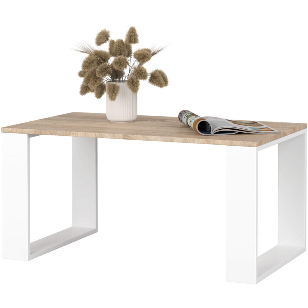 Masuta cafea NOX cu raft inferior, PAL laminat, 92x53x45 cm, stejar sonoma si alb — imaginea 5