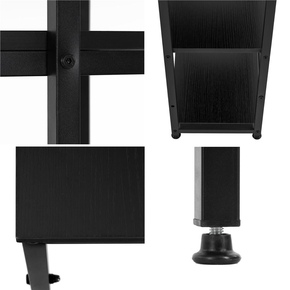 Birou cu blat MDF si rafturi laterale, cadru metalic, 120x48x122 cm, negru — imaginea 6