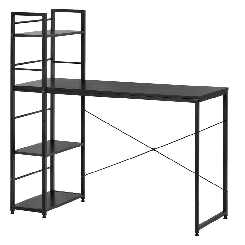 Birou cu blat MDF si rafturi laterale, cadru metalic, 120x48x122 cm, negru — imaginea 8