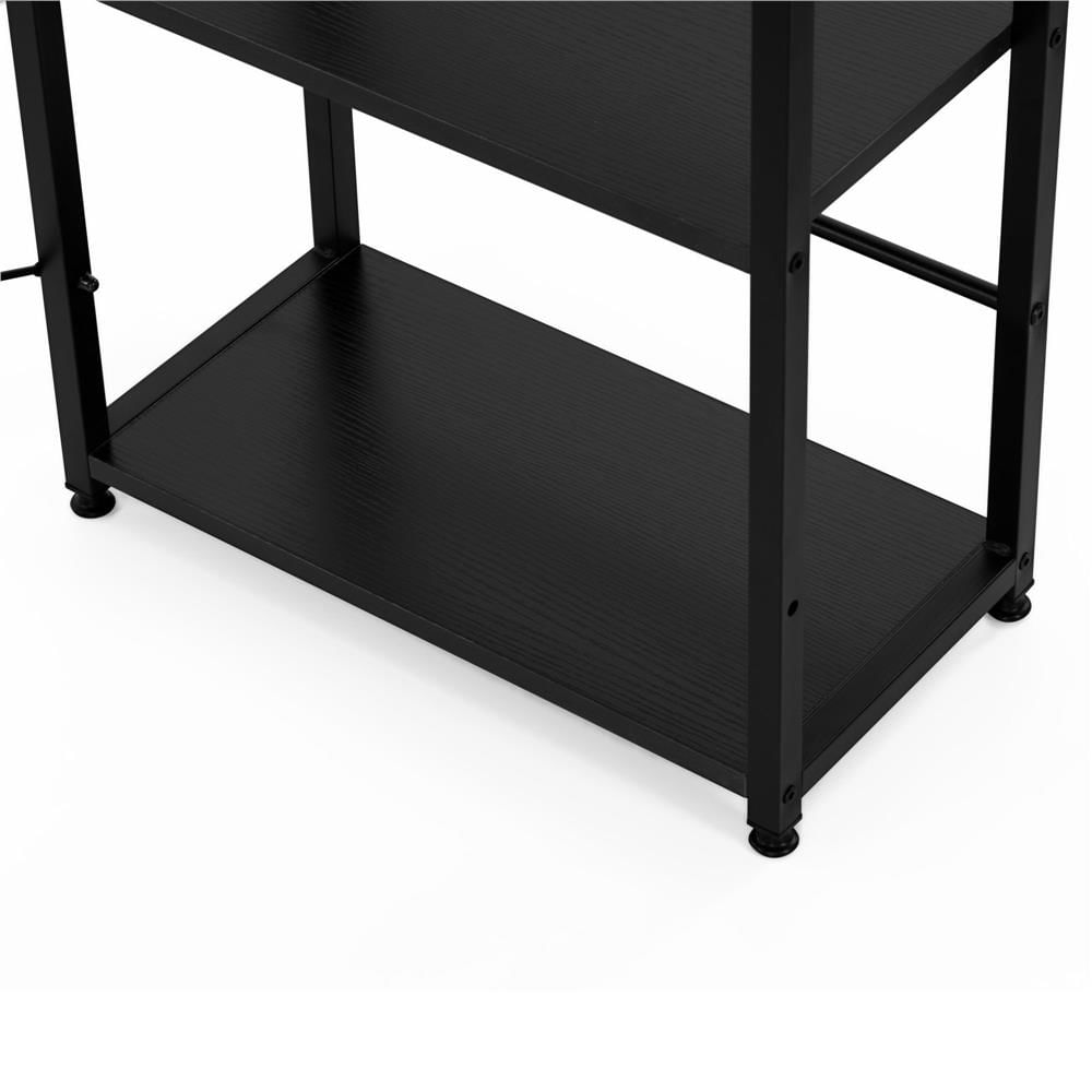 Birou cu blat MDF si rafturi laterale, cadru metalic, 120x48x122 cm, negru — imaginea 10