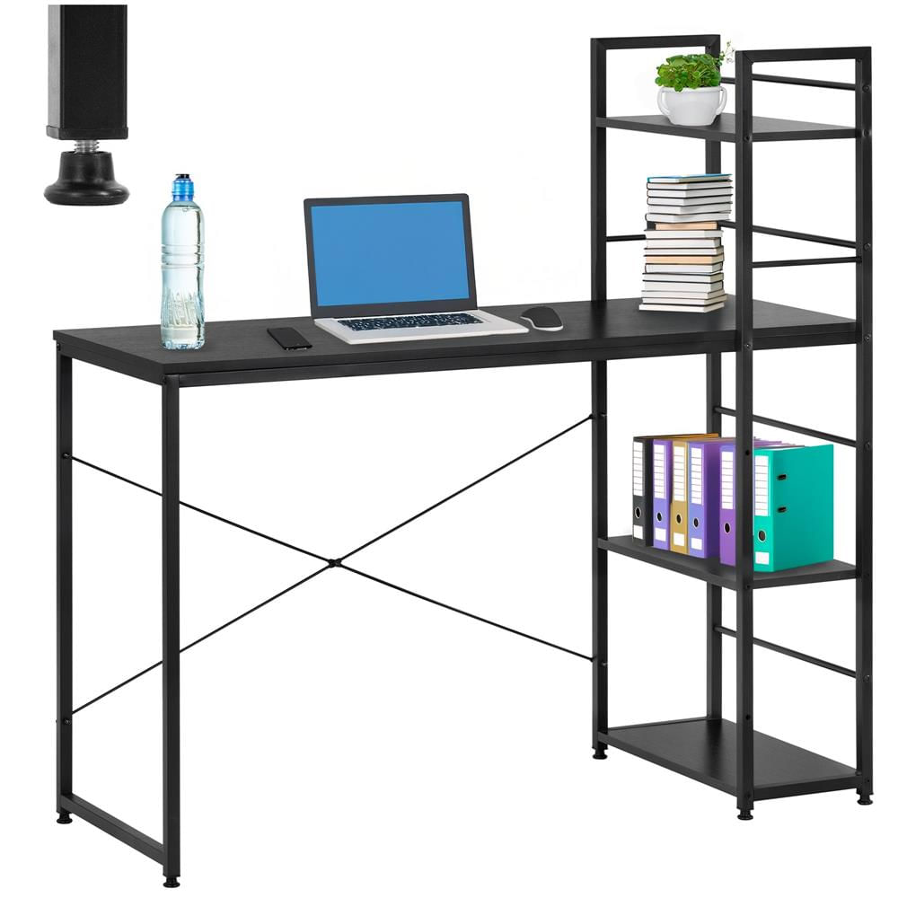 Birou cu blat MDF si rafturi laterale, cadru metalic, 120x48x122 cm, negru — imaginea 11