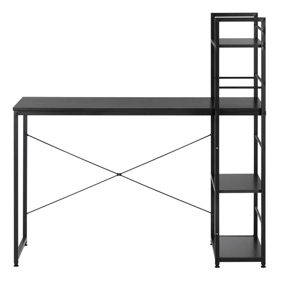Birou cu blat MDF si rafturi laterale, cadru metalic, 120x48x122 cm, negru — imaginea 18