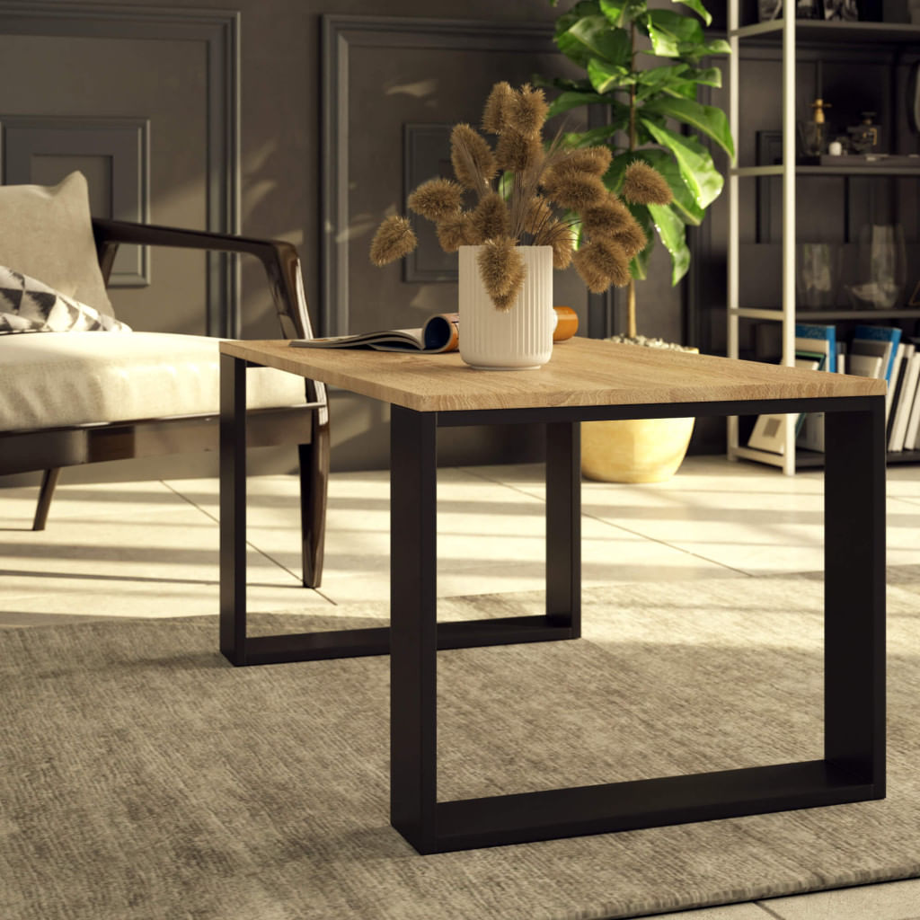 Masuta cafea NOX cu raft inferior, PAL laminat, 92x53x45 cm, stejar sonoma si negru — imaginea 3
