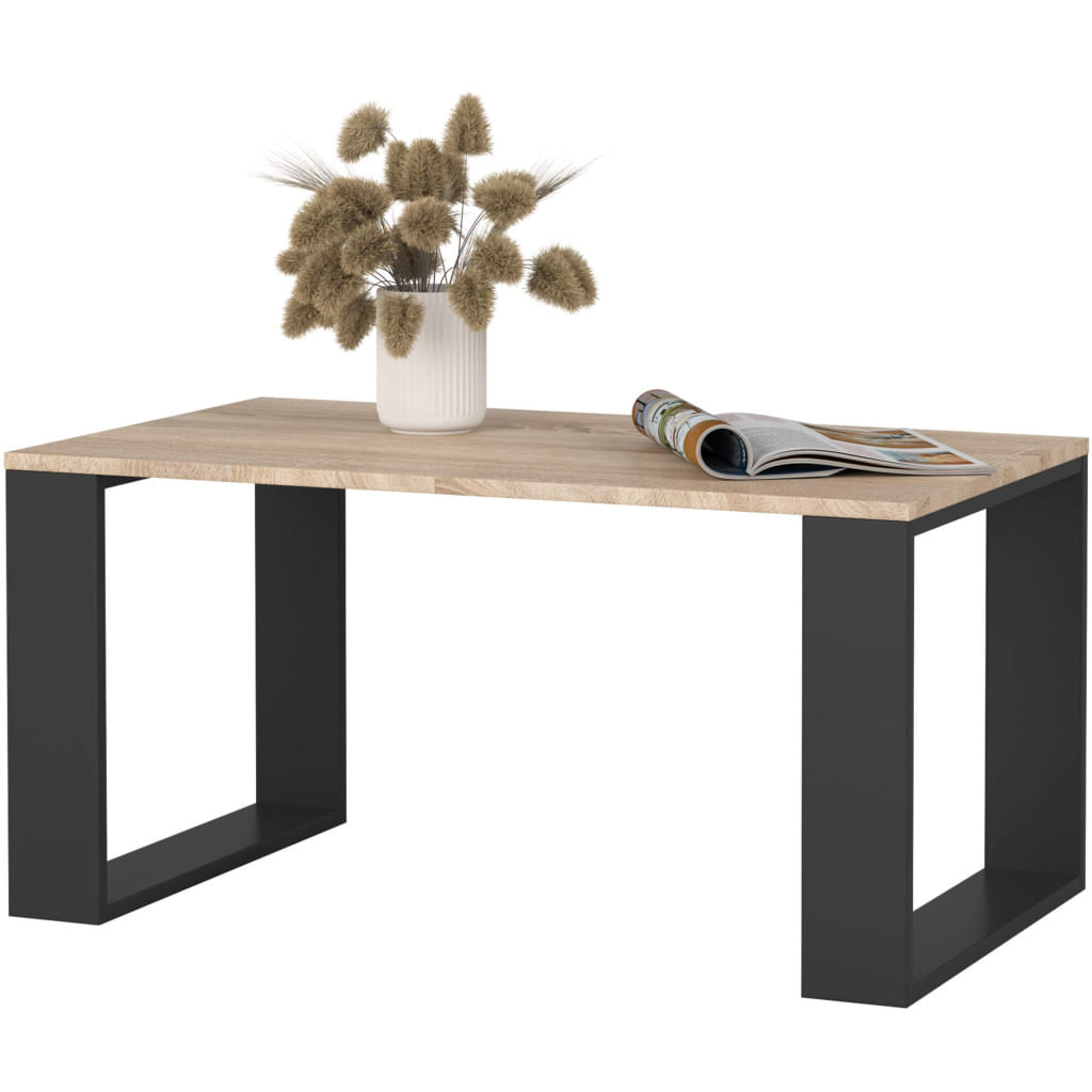 Masuta cafea NOX cu raft inferior, PAL laminat, 92x53x45 cm, stejar sonoma si negru — imaginea 4