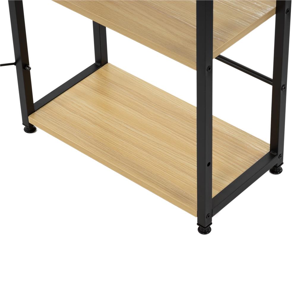 Birou cu blat MDF si rafturi laterale, cadru metalic, 120x48x122 cm, maro deschis — imaginea 4