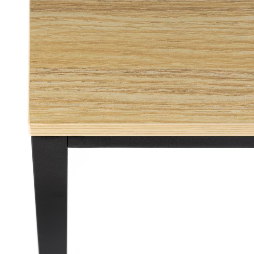 Birou cu blat MDF si rafturi laterale, cadru metalic, 120x48x122 cm, maro deschis — imaginea 5