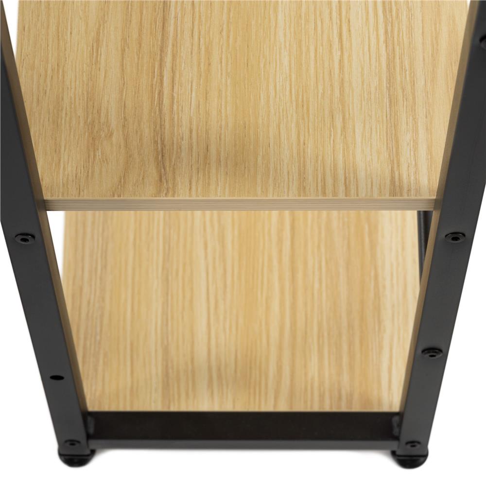 Birou cu blat MDF si rafturi laterale, cadru metalic, 120x48x122 cm, maro deschis — imaginea 19