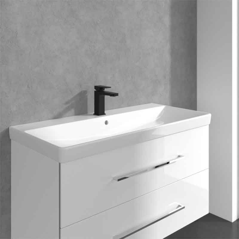 Baterie lavoar Villeroy & Boch, Architectura Square, fara ventil, negru mat — imaginea 2