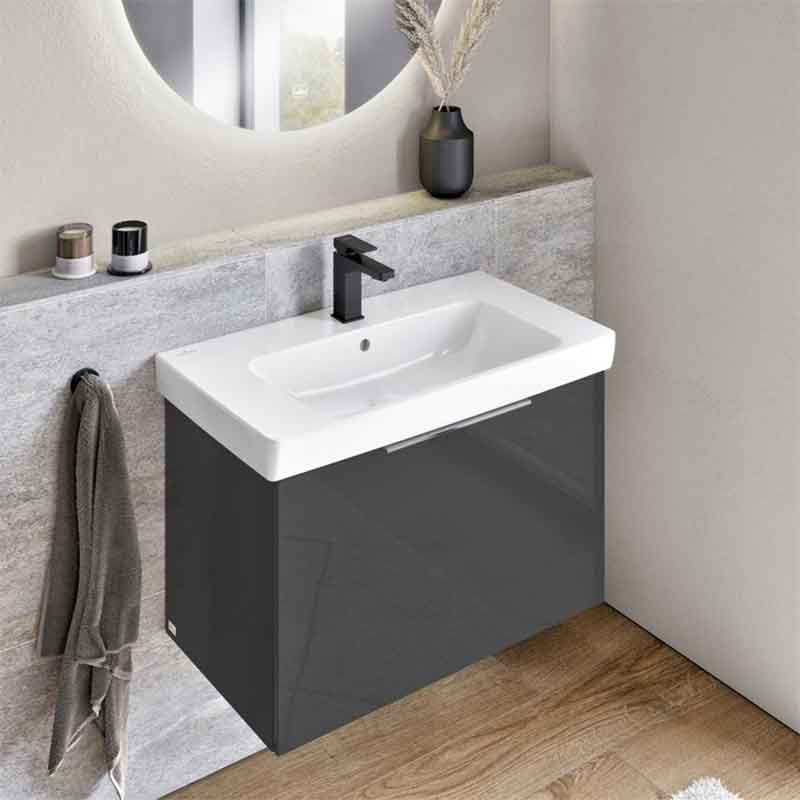 Baterie lavoar Villeroy & Boch, Architectura Square, fara ventil, negru mat — imaginea 3