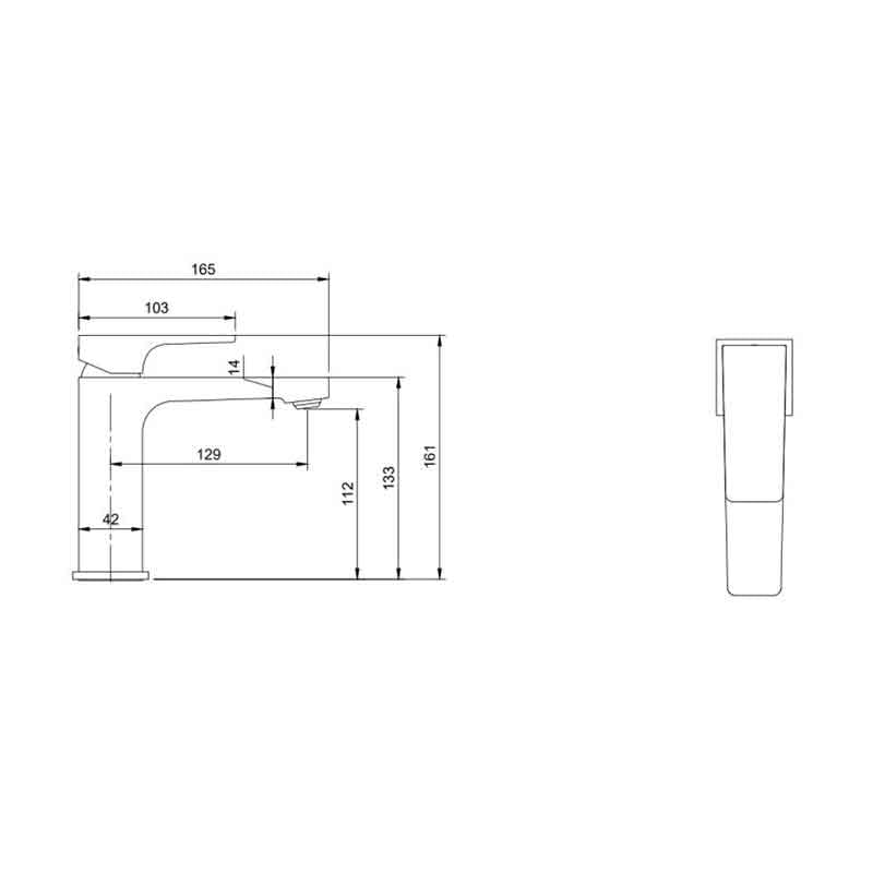 Baterie lavoar Villeroy & Boch, Architectura Square, fara ventil, negru mat — imaginea 4