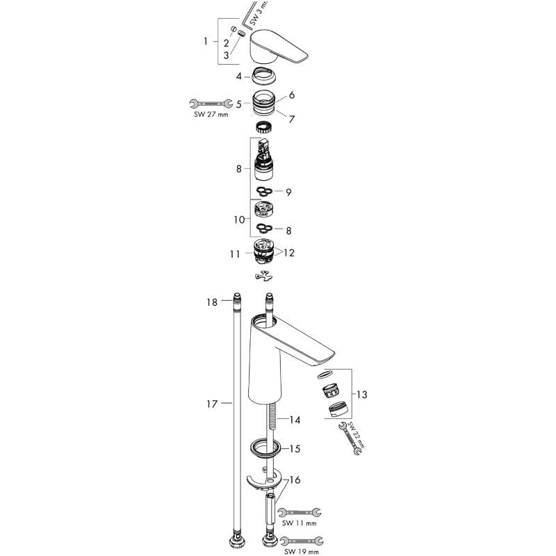 Baterie de lavoar cu ventil, Hansgrohe, Talis E 110, Crom — imaginea 4