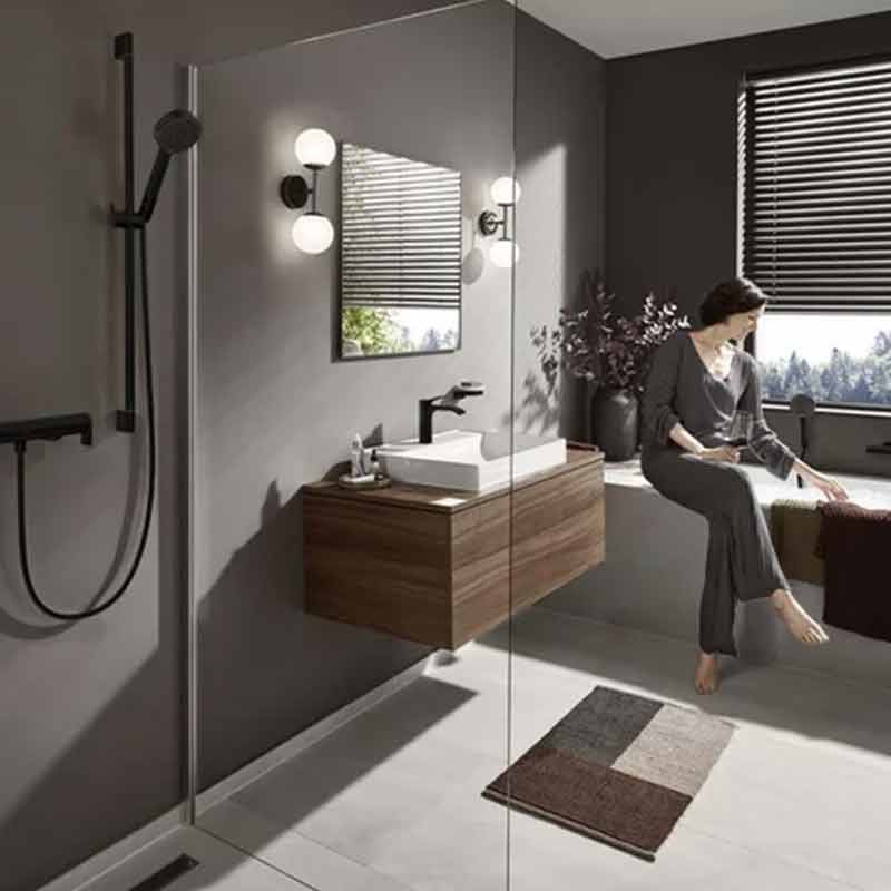 Baterie lavoar Hansgrohe, Vivenis 110, CoolStart, fara ventil, negru mat — imaginea 4