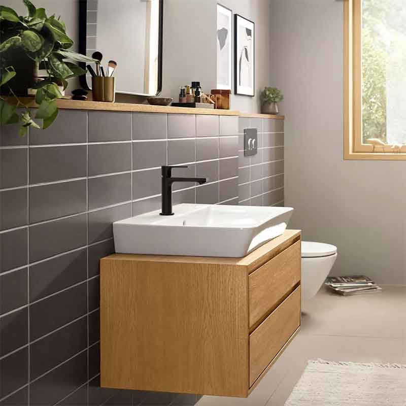 Baterie pentru lavoar Hansgrohe, Rebris E 100, fara ventil, CoolStart, negru mat — imaginea 2