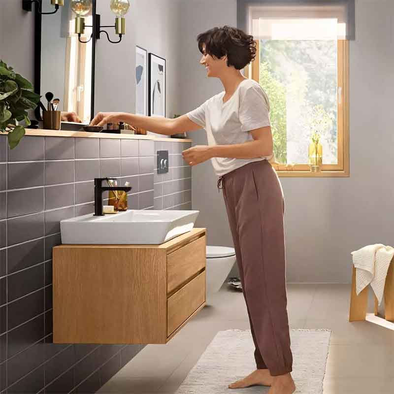 Baterie pentru lavoar Hansgrohe, Rebris E 100, fara ventil, CoolStart, negru mat — imaginea 4