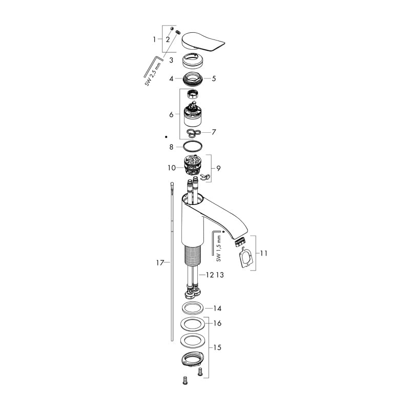 Baterie lavoar, Hansgrohe, Vivenis 110, crom — imaginea 4