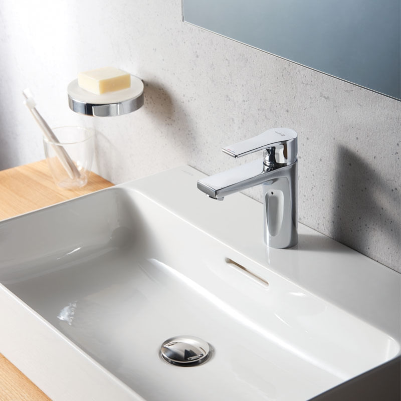 Baterie lavoar, Kludi, Zenta SL 100, cu ventil Push-Open, crom — imaginea 3