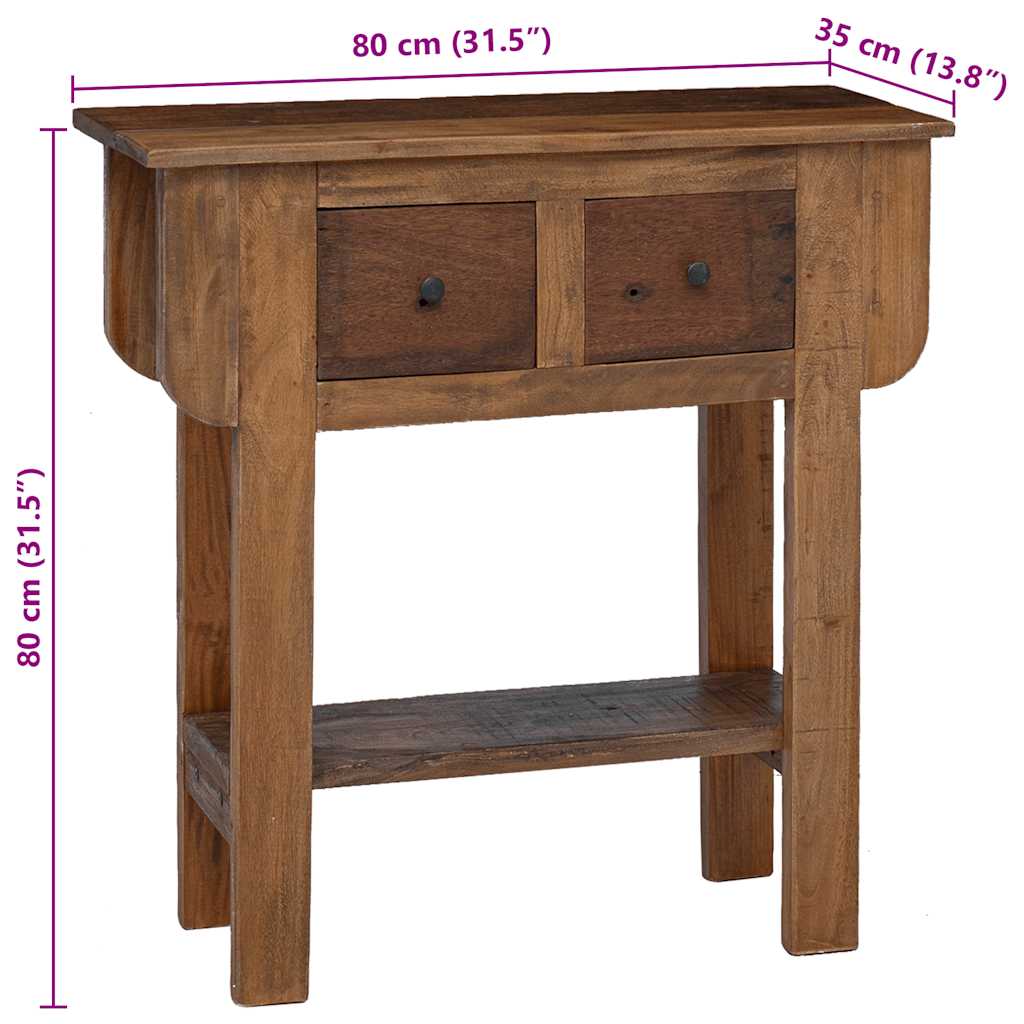 Masa consola, 80x35x80 cm, amestec de lemn reciclat — imaginea 11