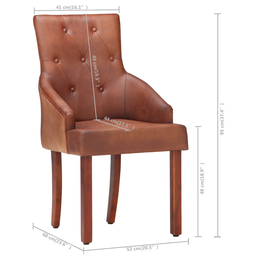 Scaune de bucatarie, 4 buc., maro, piele naturala de capra — imaginea 8