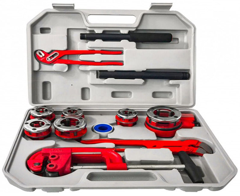 Set de filetare manual pentru tevi 10 piese 1/4-1 1/14", VERKE, V07515