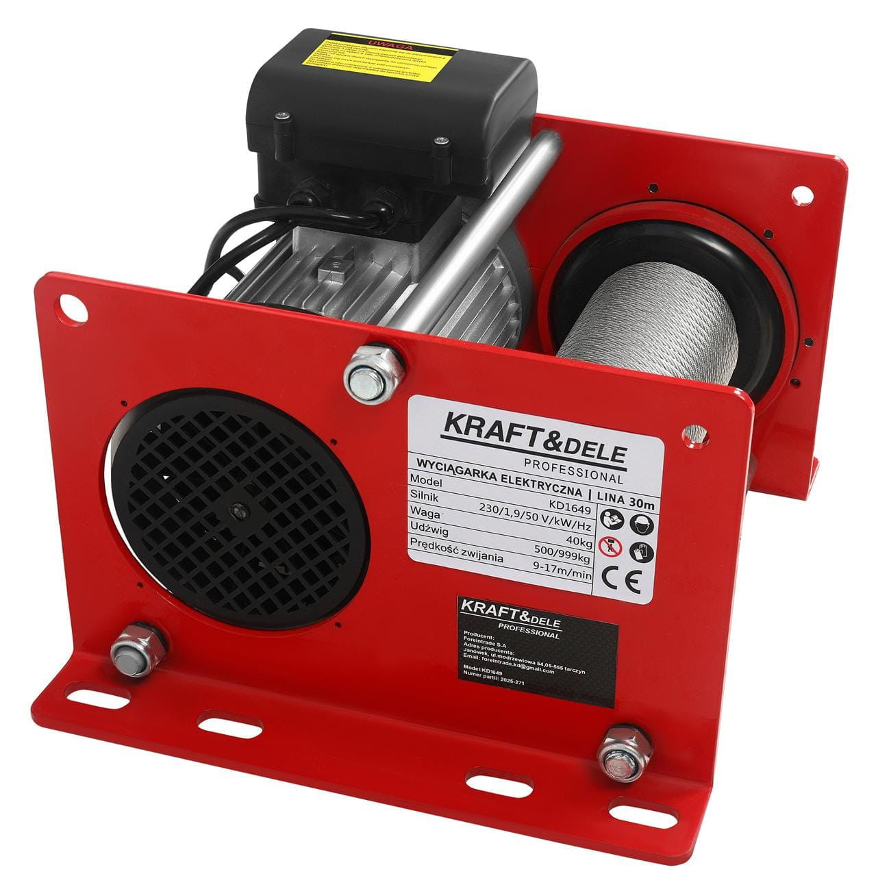 Troliu electric pentru constructii Kraft&Dele KD1649, 30m, 500/999 kg, 1.9 kW — imaginea 7