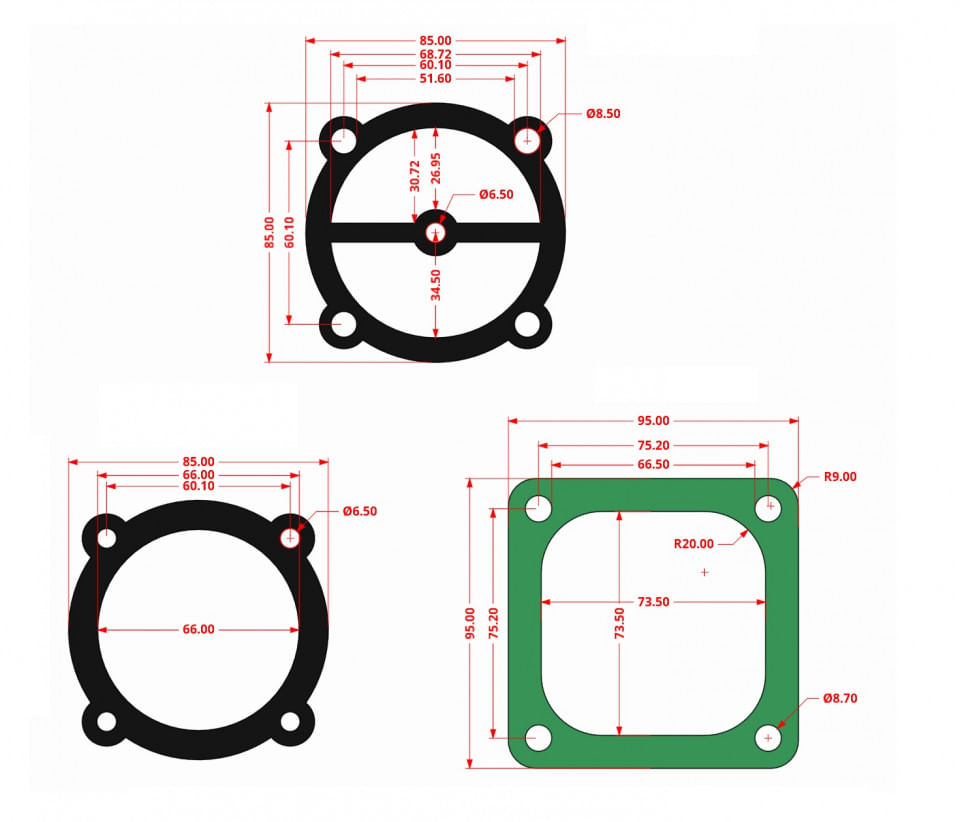 Garnituri set pentru cap compresor de aer V 65mm CH080 Mod.3(I) — imaginea 6
