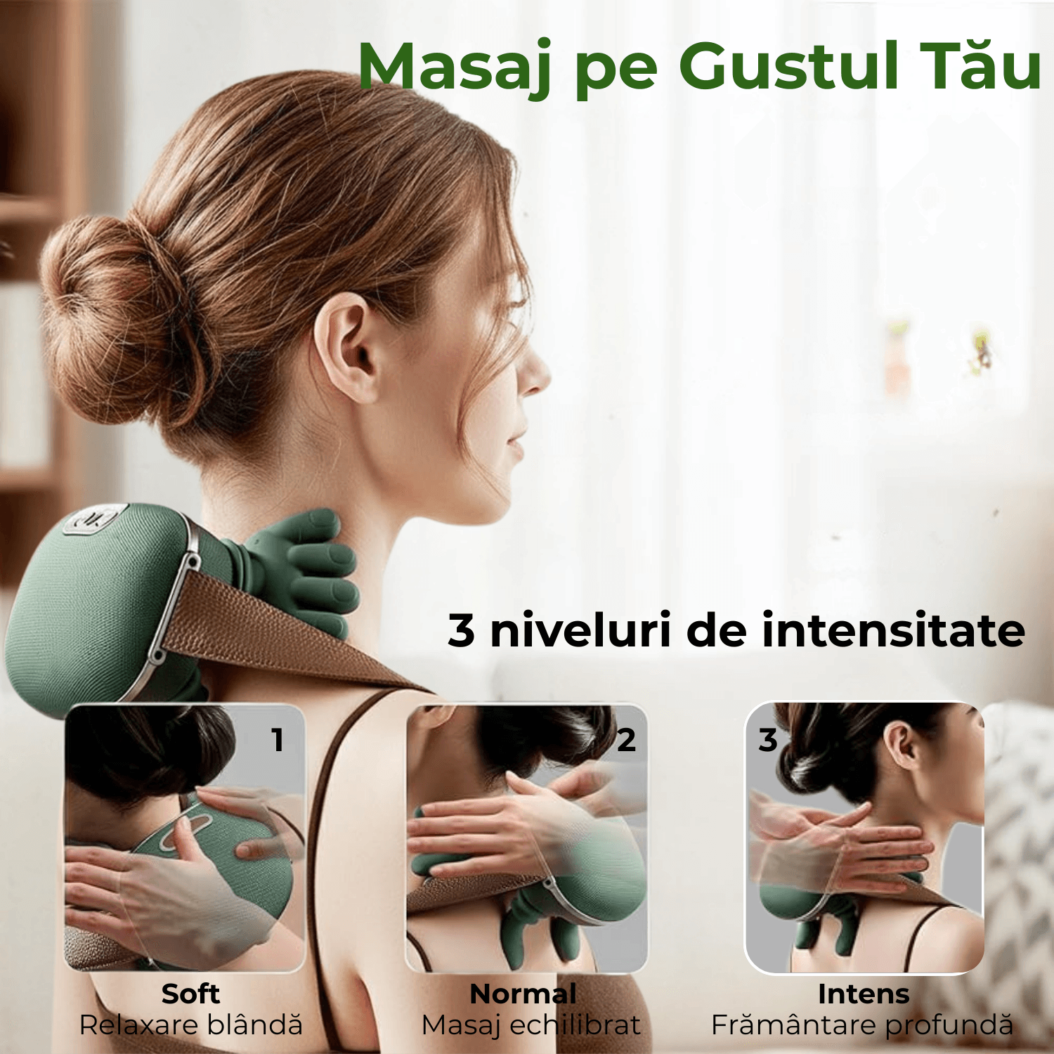 Aparat Masaj Cervical Multifunctional JustNet®, 4D Shiatsu pentru Gat, Umeri, Spate, Brate si Gambe - imagine 4