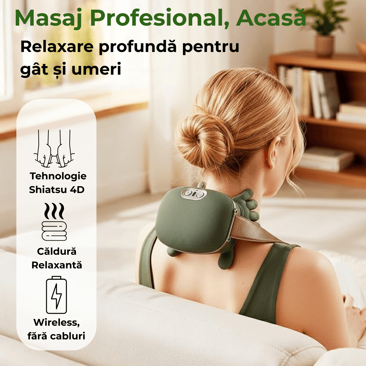 Aparat Masaj Cervical Multifunctional JustNet®, 4D Shiatsu pentru Gat, Umeri, Spate, Brate si Gambe - imagine 7