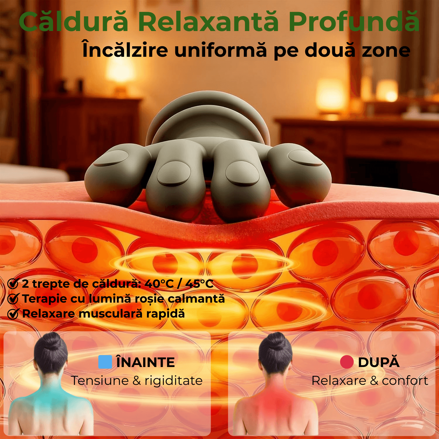 Aparat Masaj Cervical Multifunctional JustNet®, 4D Shiatsu pentru Gat, Umeri, Spate, Brate si Gambe - imagine 10