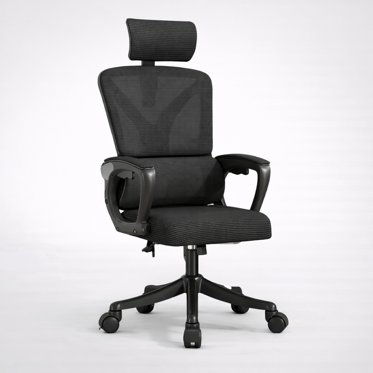 Scaun Ergonomic Reglabil pentru Birou si Gaming, Negru Dark, Tetiera 2D, Mecanism Syncron