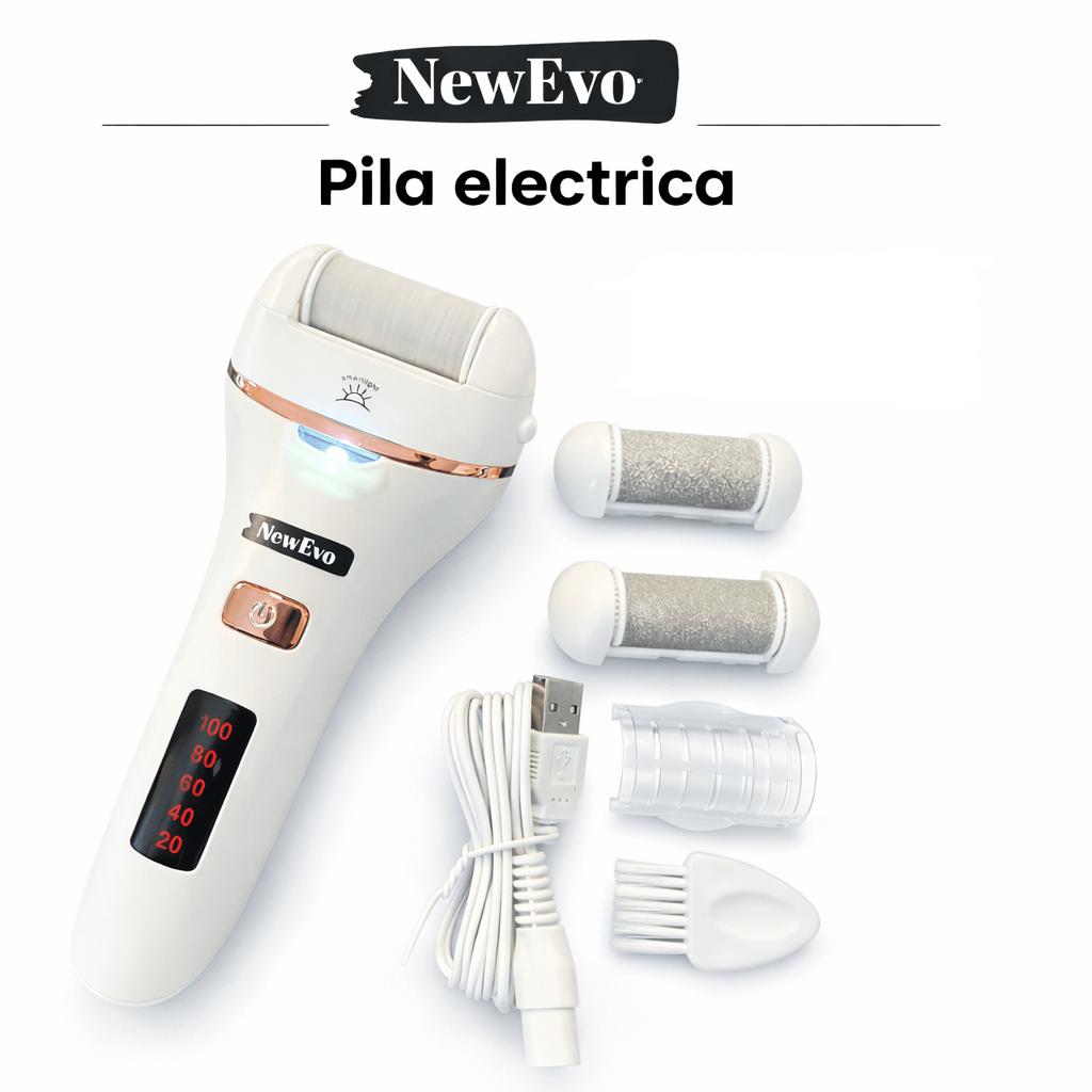 Set Pila electrica pentru talpi si calcaie, NewEvo, Display digital LED, Acumulator 1200 mAh, Incarcare USB