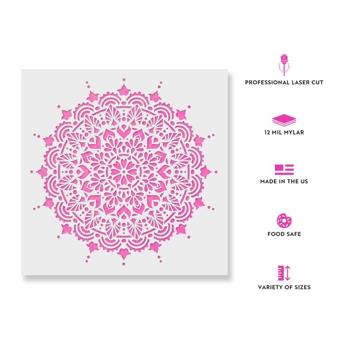 Sablon Perete vopsire, tencuiala 0.7mm Paradise Mandala Refolosibil, model MXSP7146, 800 x 800 mm