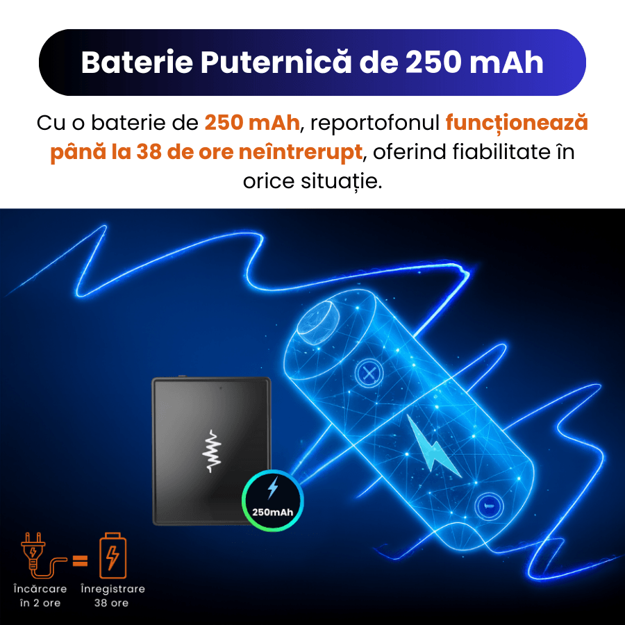 Mini Reportofon Z26 32GB Negru, Inregistrare pana la 384h, Activare Vocala, Magnet Dublu – ZeroSecrets - imagine 10