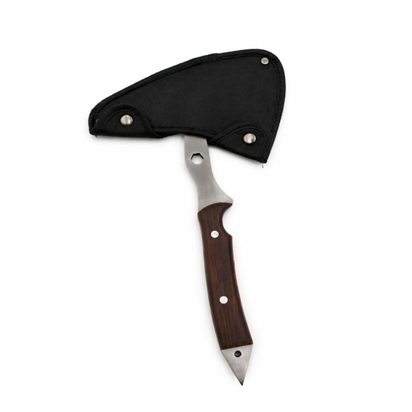 Set doua topoare multifunctionale din otel cu maner ergonomic si spargator geam, 53 cm, maro - imagine 2